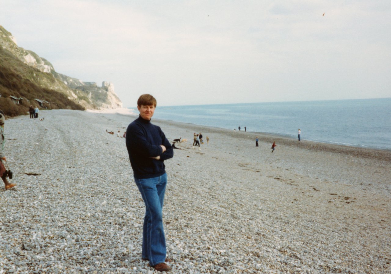 Adrian on a beach probably in England